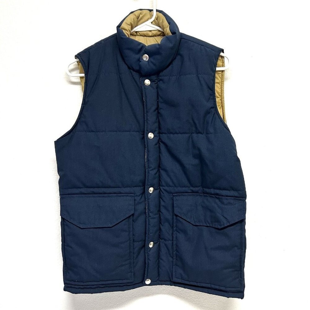 VTG Twin Peaks Vest S Blue Goose Down Quilted Puffer Gorpcore Lined Quilted Zip